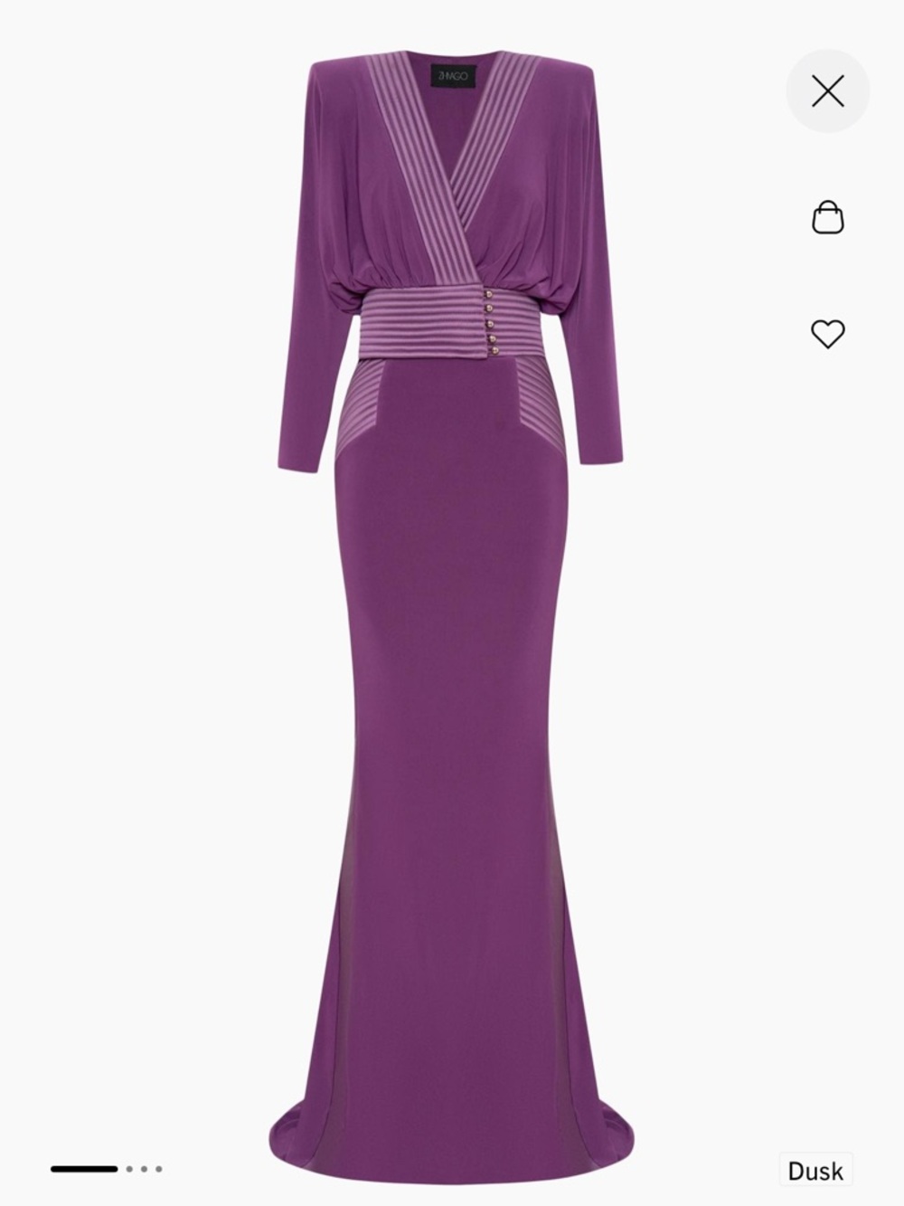 Zhivago Dusk Purple Long Sleeve Wrap Waist Gown